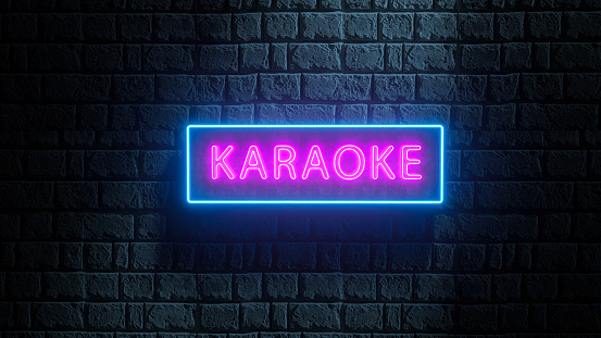Nightclub, music bar, karaoke live advertising neon signboard. 3d illustration in neon street style