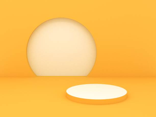 istock 3D Render of Abstract Yellow Composition with Podium 1186923606