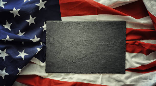 istock American flag on a black background. Space for text. 1186924362