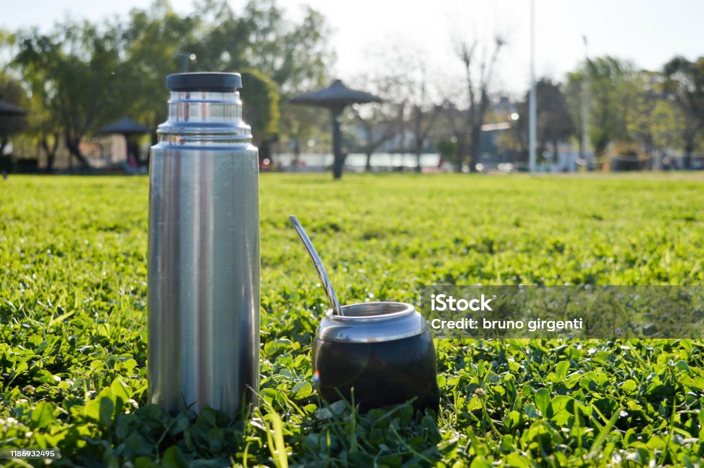 Thermos And Mate In The Field Stock Photo - Download Image Now - Yerba Mate,  Insulated Drink Container, Water - iStock