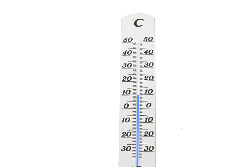 Thermometer with measuring unit Celsius shows cool temperatures