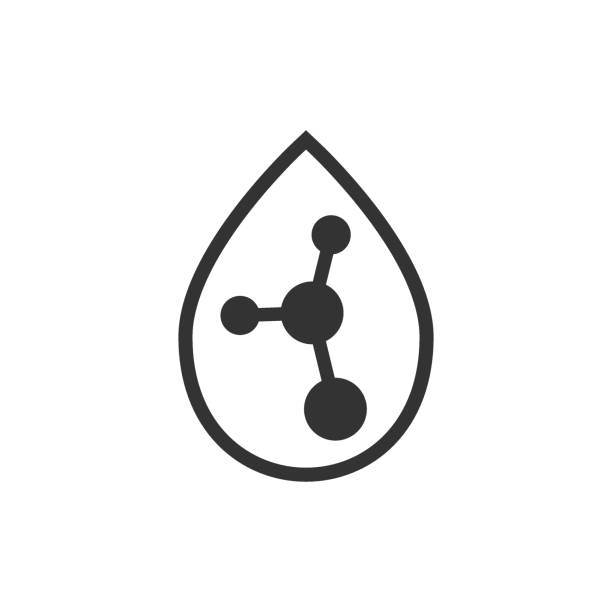 bildbanksillustrationer, clip art samt tecknat material och ikoner med syra molekyl ikon i platt stil. dna vektor illustration på vit isolerad bakgrund. amino model affärsidé. - surt regn