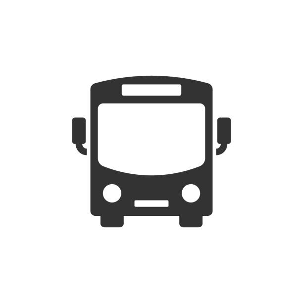 ilustrações, clipart, desenhos animados e ícones de ícone da barra-ônibus no estilo liso. ilustração do vetor do carro do ônibus no fundo isolado branco. conceito de negócio de autobus. - bus coach bus travel isolated