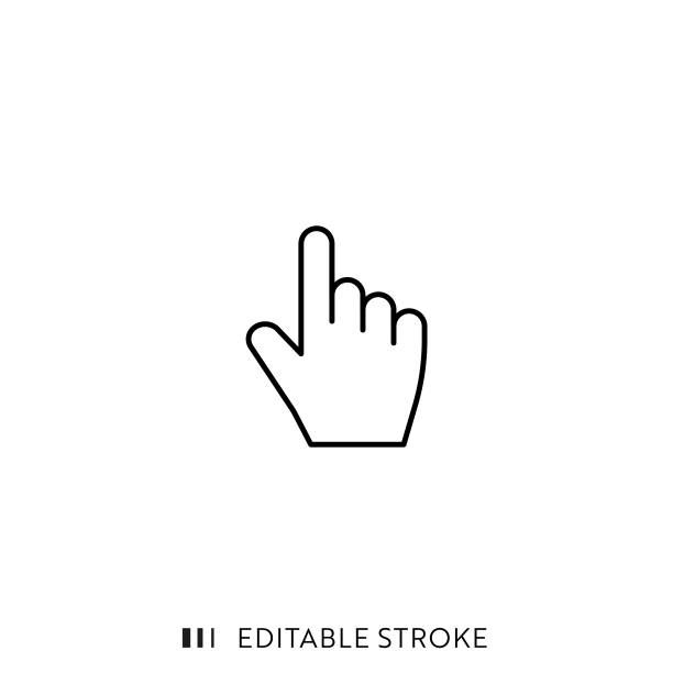 Click Hand Icon with Editable Stroke and Pixel Perfect. Clicker, Pointer Single Icon with Editable Stroke and Pixel Perfect. cursor illustrations stock illustrations
