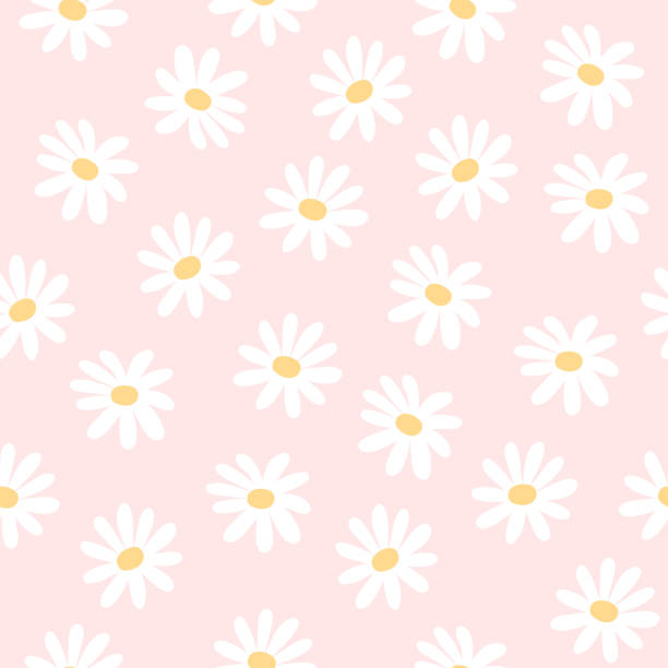 Daisy flowers seamless pattern background Daisy flowers seamless background repeating pattern, wallpaper background, cute seamless pattern background daisy stock illustrations