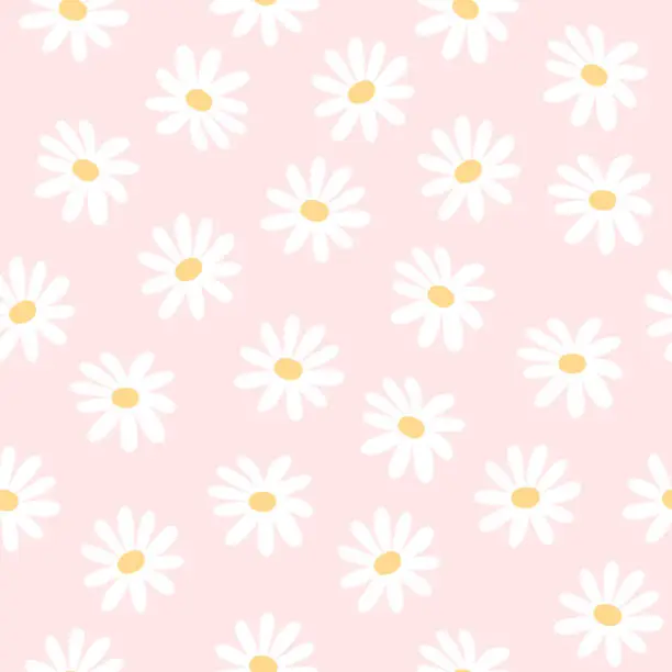 Vector illustration of Daisy flowers seamless pattern background