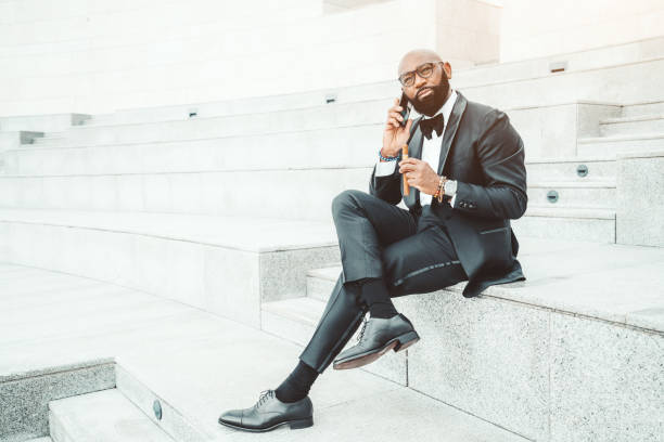フォーマルスーツの黒人 - blazer men suit business ストックフォトと画像