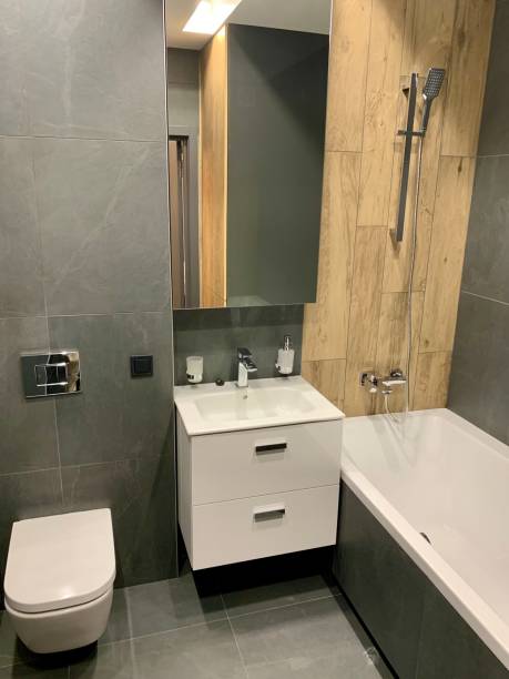 istock designer bathroom in wood 1186946602