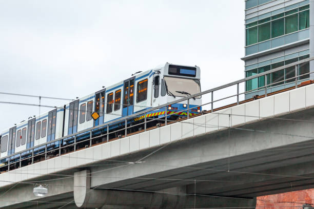 istock Skytrain in city Amsterdam. Passenger train in Netherlands. 1186946908