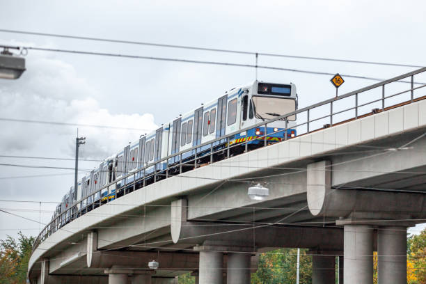 istock Skytrain in city Amsterdam. Passenger train in Netherlands. 1186946910