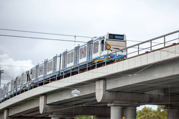 istock Skytrain in city Amsterdam. Passenger train in Netherlands. 1186946920