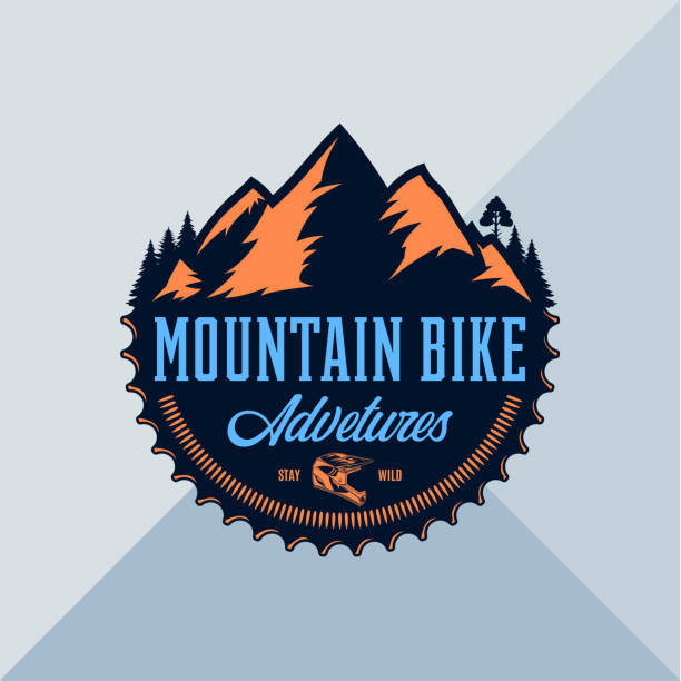 логотип векторного горного велосипеда - cycling mountain biking mountain bike bicycle stock illustrations