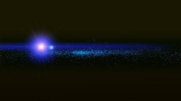 abstrakcyjna ilustracja nakładki tła ruchu ruchu ruchomego spin led światło laserowe wiązki z migotania błysku cyfrowej przyszłości technologii tematu można wykorzystać na backstage grafiki festiwalu koncertów muzycznych - blue backdrop shiny striped stock illustrations