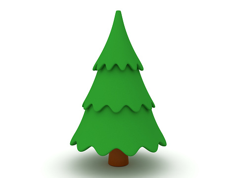 3D Rendering of Christmas tree. 3D Rendering isolated on white.