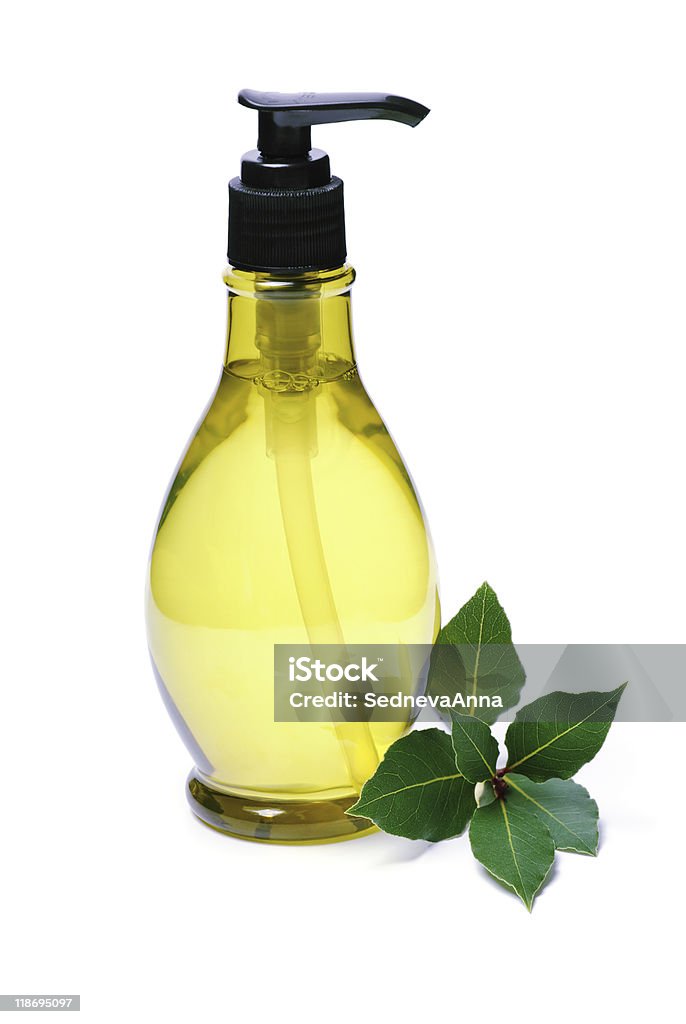 Bottiglia e laurel - Foto stock royalty-free di Albero di alloro