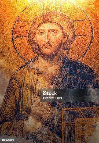 Antiguidade Deesis Mosaico De Jesus Cristo - Fotografias de stock e mais imagens de Auréola - Símbolo - Auréola - Símbolo, Bizantino, Dourado - Cores