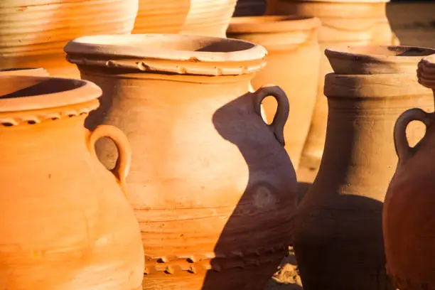 Unglazed Terracotta Clay Amphoras and Flower Pots (Earthenware)
