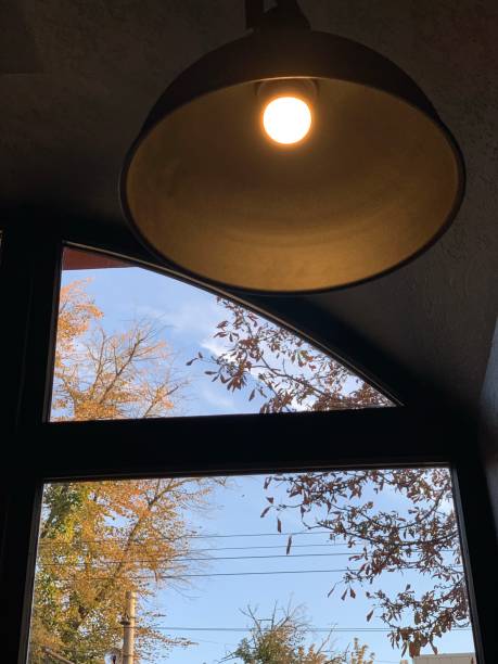istock beautiful lamp and window view 1186954966