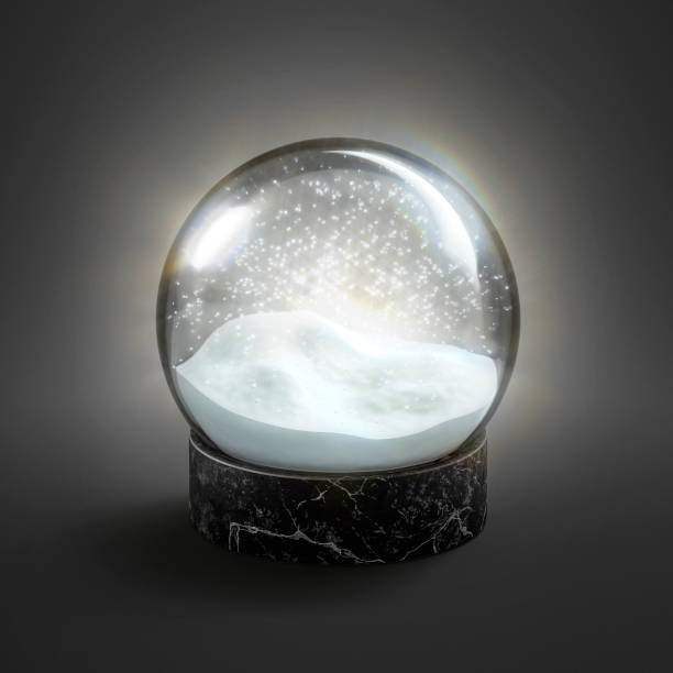 istock Blank glass glowing snow globe mock up in darkness 1186955680