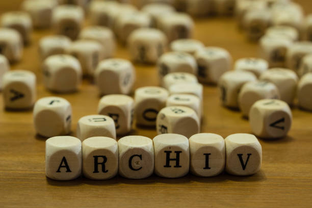 istock archiv with wooden cubes written 1186956114