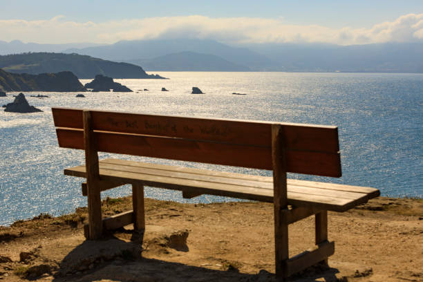 Bench of Loiba, on the Loiba cliffs, has become known as the best bench in the world; Loiba, Spain