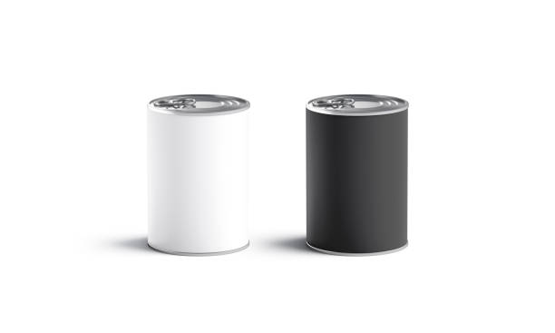 istock Blank black and white big conserve can mockup, front view 1186963480