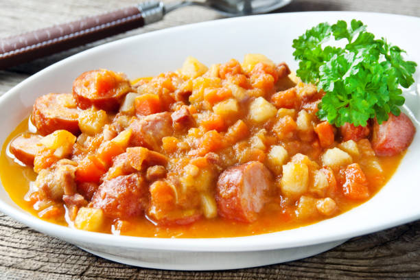 istock Carrots potatoes  stew with sausages 1186963529