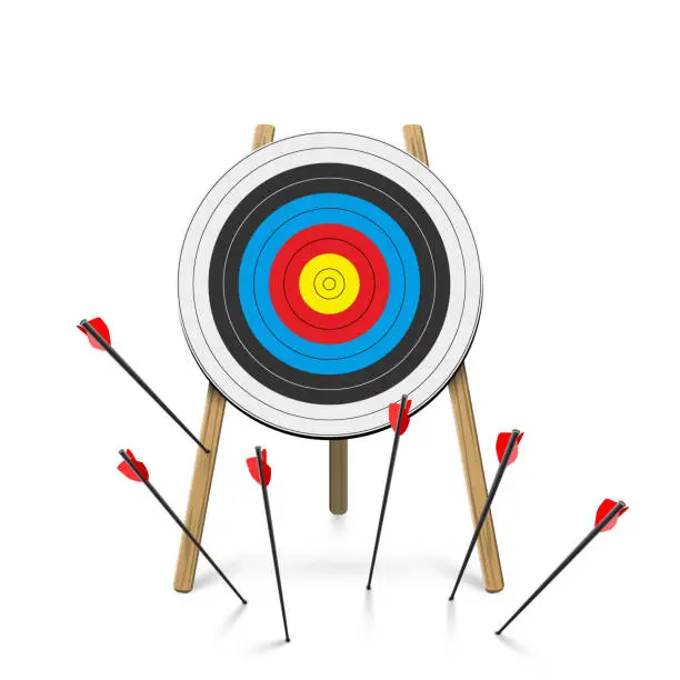 Vector illustration of Flat arrows missed hitting target cartoon mark
