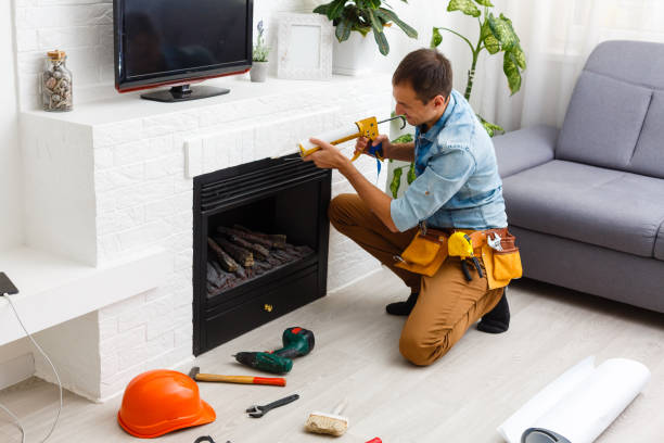 istock Finishing the fireplace. Putting plaster. 1186965872
