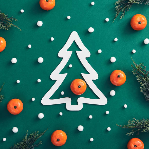 istock Christmas composition on dark green background 1186967637