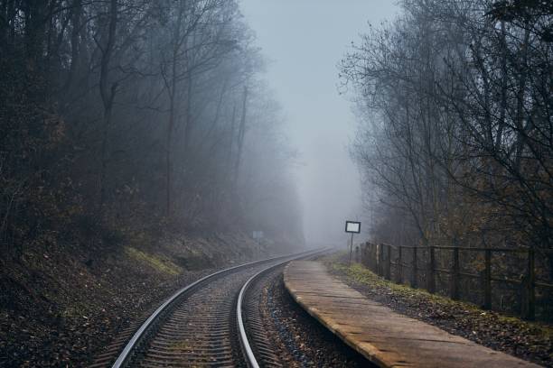 istock Railway in mysterious fog 1186970286