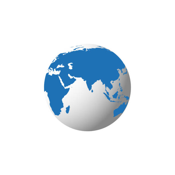 istock Modern 3d illustration with blue globe on white background. Global concept. Planet earth cartography. 1186971961