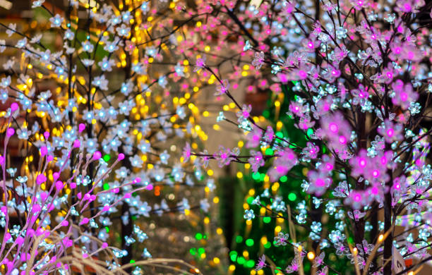 istock Defocused christmas background with multicolored lights. New Year's background with bokeh. 1186975402