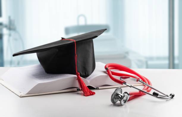 Course. Stethoscope and graduate hat ,medical education concept medical education stock pictures, royalty-free photos & images