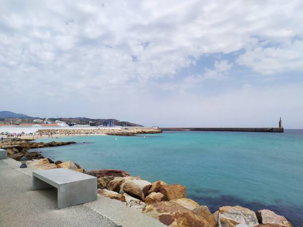 istock Stone bench by the sea in Spain 1186987229