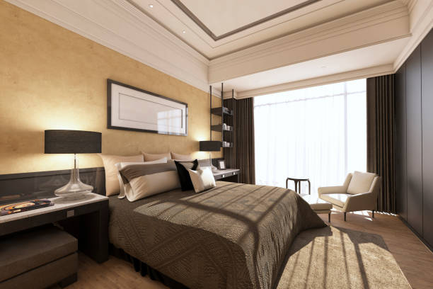 Modern Interior Design / Luxury Bedroom stock photo