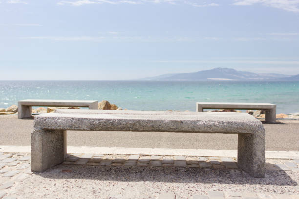 istock Stone bench by the sea in Spain 1186988015