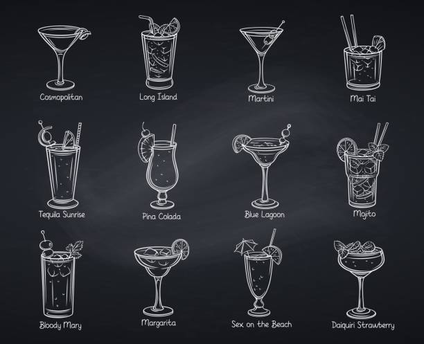 illustrations, cliparts, dessins animés et icônes de cocklails alcooliques tropicaux - mai tai