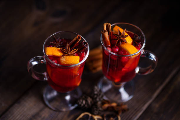 istock Christmas mulled wine with cranberry and oranges 1186991015