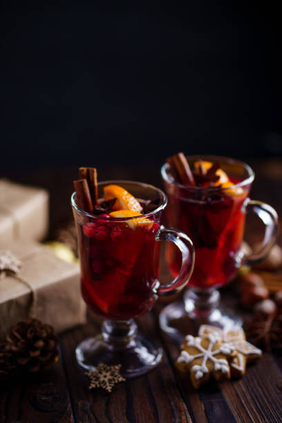 istock Hot spiced mulled wine with cranberry and orange 1186991016