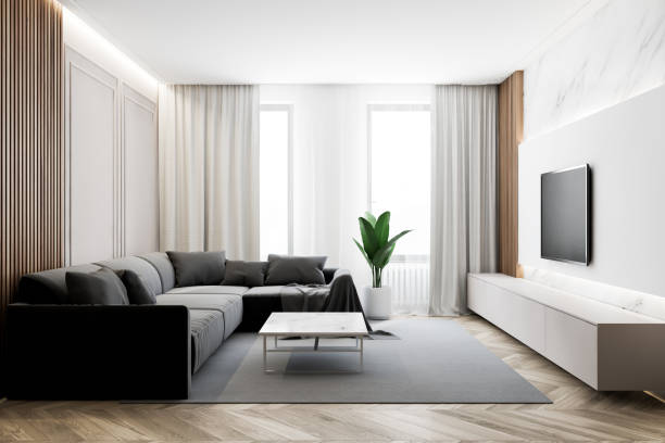 istock Modern living room with TV and sofa 1186992253