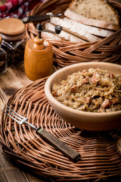 istock Bigos - stewed cabbage with meat,dried mushrooms and smoked sausage. 1186992478