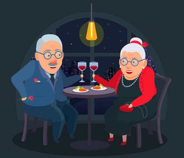 72 Old Couple Restaurant Illustrations & Clip Art - iStock | Wheelchair  couple, Old couple traveling, Old couple date