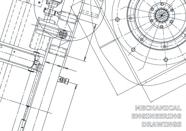 ilustraciones, imágenes clip art, dibujos animados e iconos de stock de ilustración de ingeniería vectorial. cubierta, folleto, estandarte, fondo - single line metal industry construction