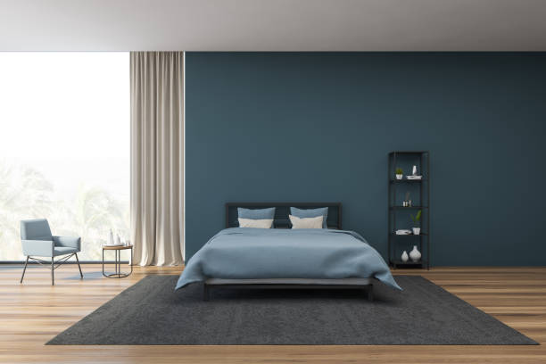 istock Blue bedroom interior with armchair 1186994703