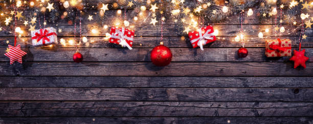 istock Christmas rustic background with wooden planks 1186995077