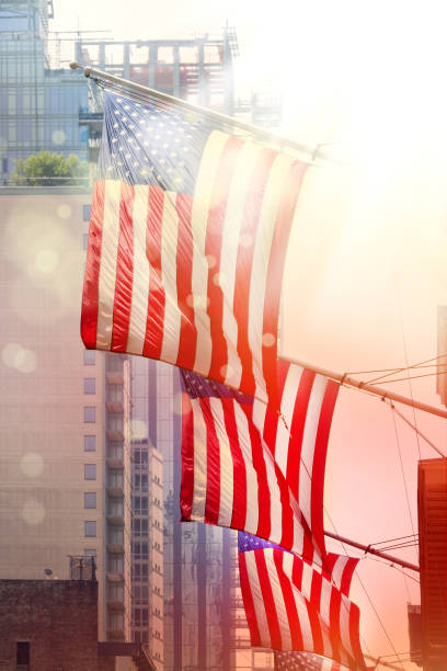 istock American flags and light in New York 1186995368