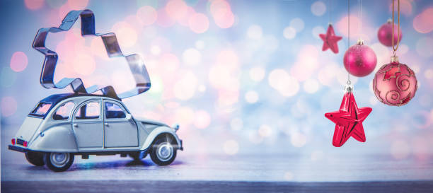 Car Carrying a Christmas Tree Abstract Christmas Concept