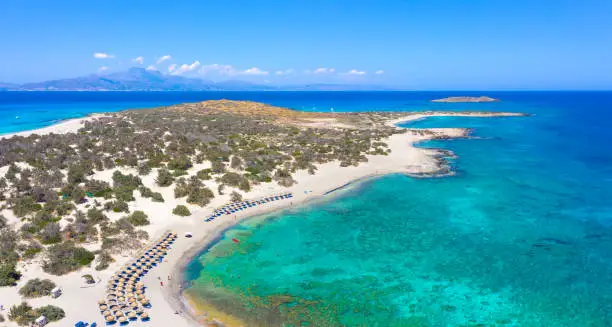 Photo of Exotic Chryssi island at the south of Crete, with the amazing Golden Beach, Greece
