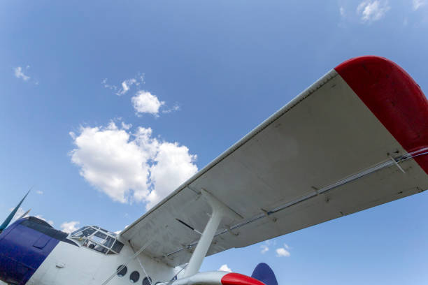 istock Old biplane propeller airplane in an airfield. 1186998004